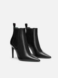 Botine Zara negre din piele naturala