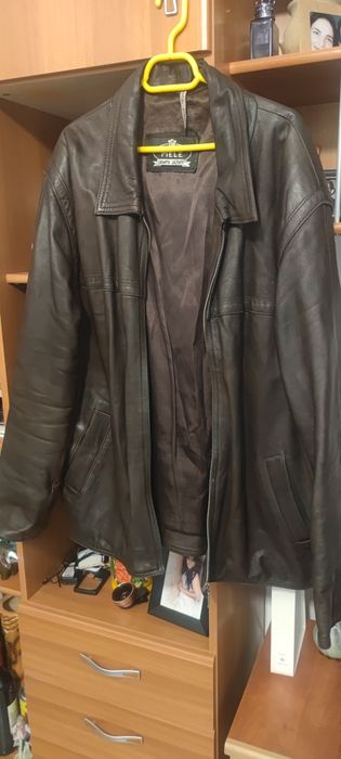 Geaca piele maro ciocolatiu