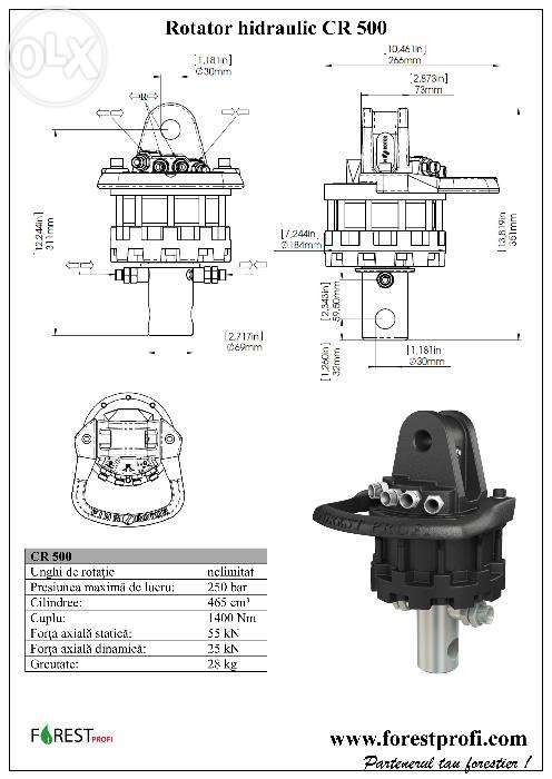 Rotator hidraulic 5 tone cu ax pentru graifer