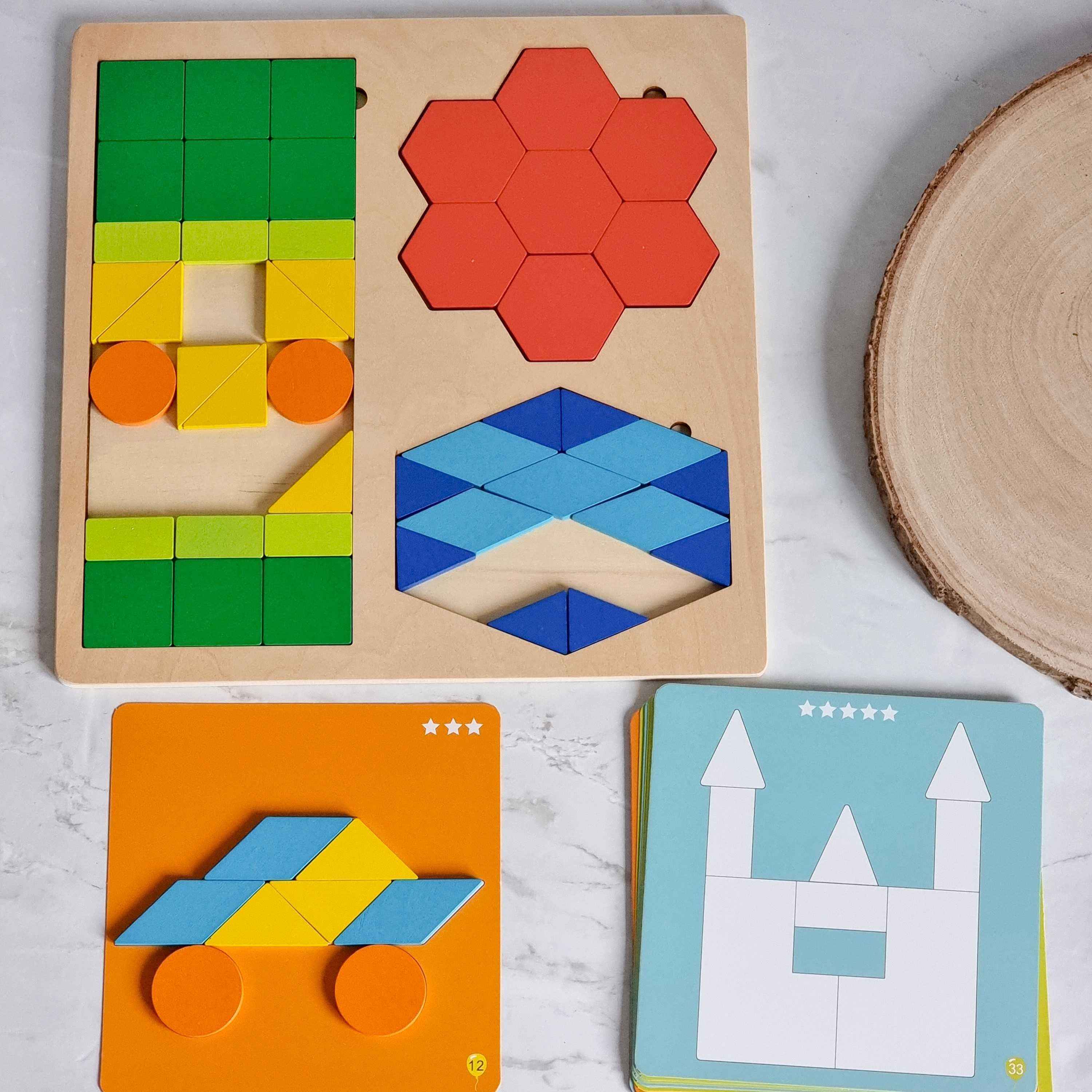 Joc educativ din lemn Forme geometrice + Carduri activitati