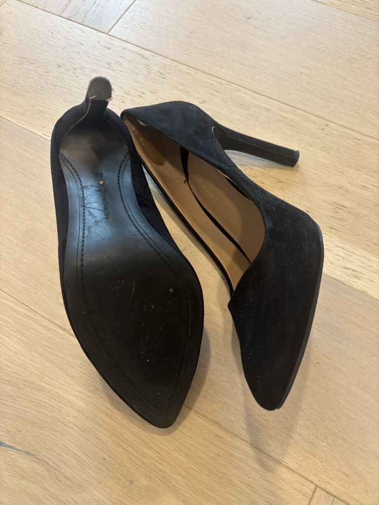 Pantofi cu toc imitatie de piele intoarsa