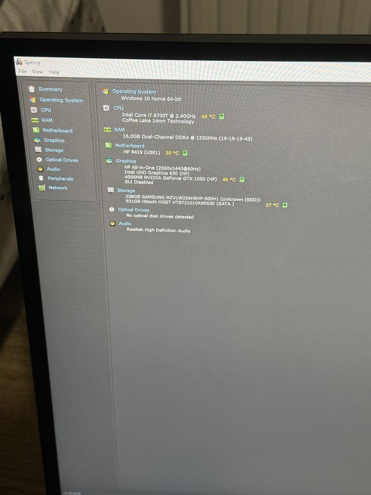 Hp All-in-One - i7 8th gen, GTX 1050ti, Display 2k
