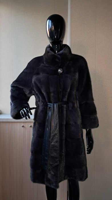 Haină blană nurcă / vizon, gri  M-L