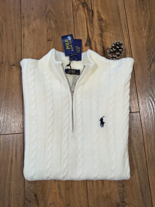 Pulover clasic, half Zipper, cable knit, RL