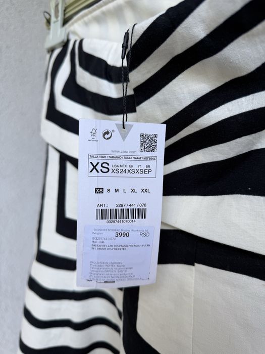 Rochie cu dungi din in si bumbac Zara