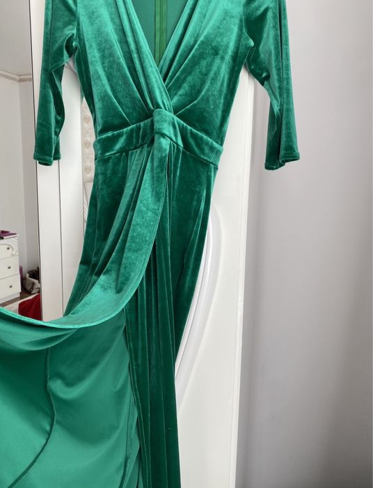 Rochie catifea lunga verde