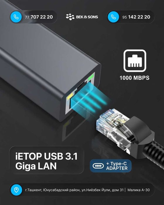 Gigabit Lan to USB A/C 3.1 переходник