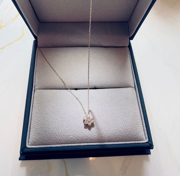 Pandantiv aur galben 18K cu 7 diamante naturale | Certificat IGI