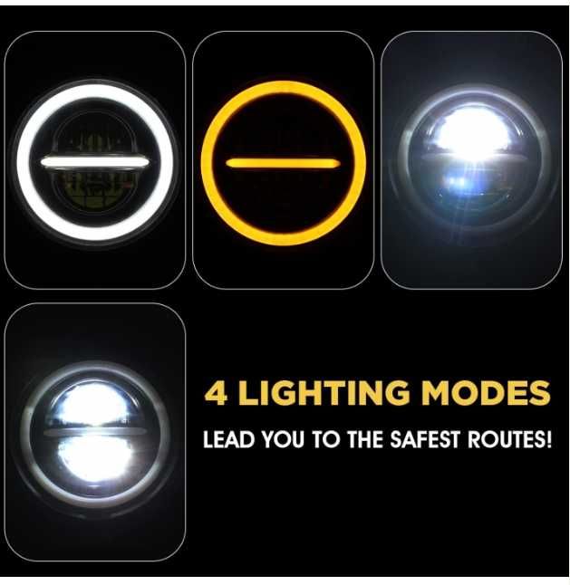 LED фар лампа халоген 12V-24V, 7500lm, 7 инча, 18см