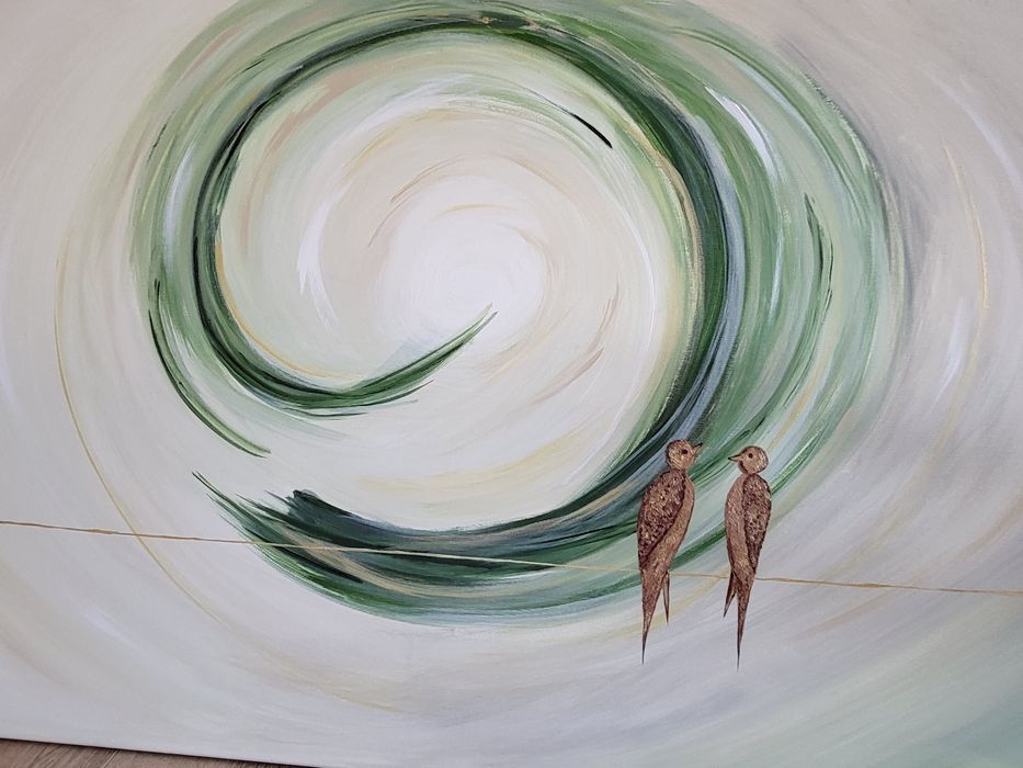 Tablou pictat manual "Birds"