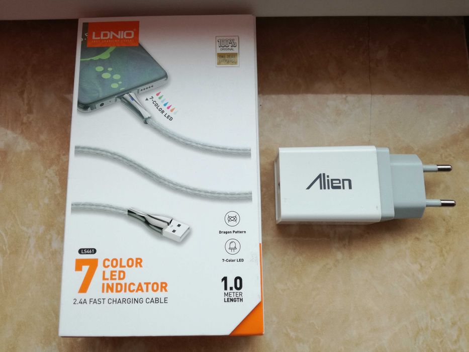 Cablu USB la USB-C NOU marca LDNIO 1M LED USBC +++ Incarcator 5V 2.4A
