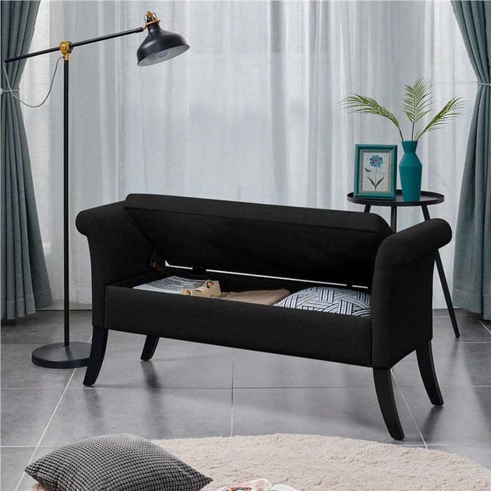 Bancă tapițată, canapea cu cotiere capăt de pat, hol |S 613474 Black