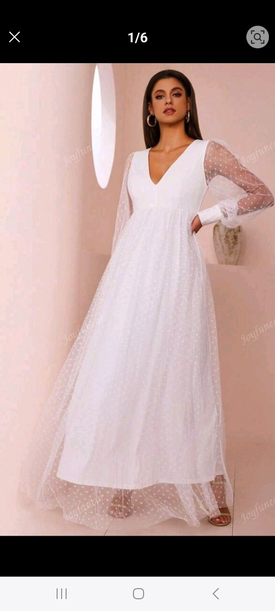 Rochie alba lunga mireasa/cununie botez