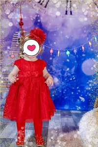 Червена детска рокля 86 размер
