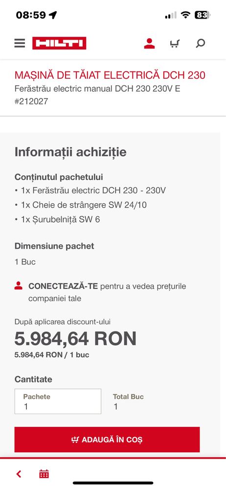 Masina de taiat Hilti DCH 230 cu disc diamantat-Noua