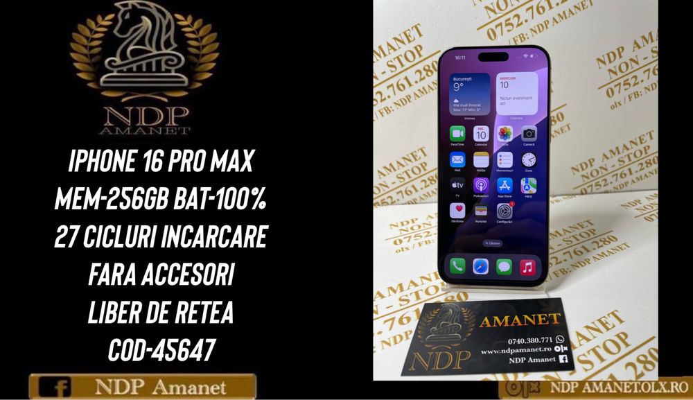 NDP Amanet Braila Iphone 16 Pro Max 256gb (45647)