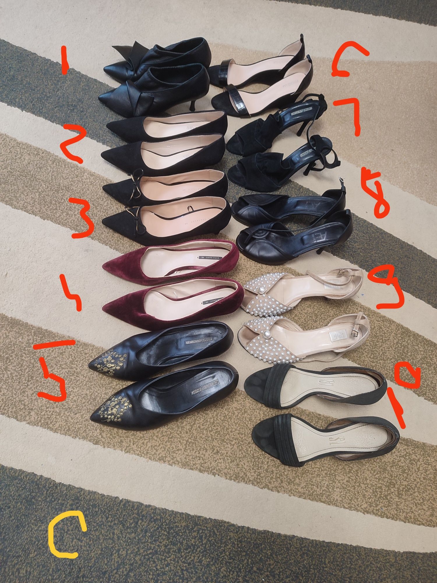 Pantofi toc înalt, scurt , sandale 40-41, 25.5-26 cm