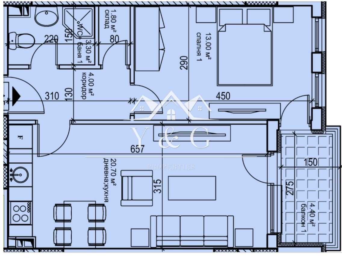 Продава се Двустаен апартамент в Пловдив, Кършияка - 63 кв.м за 1413 €/кв.м - Снимка #1