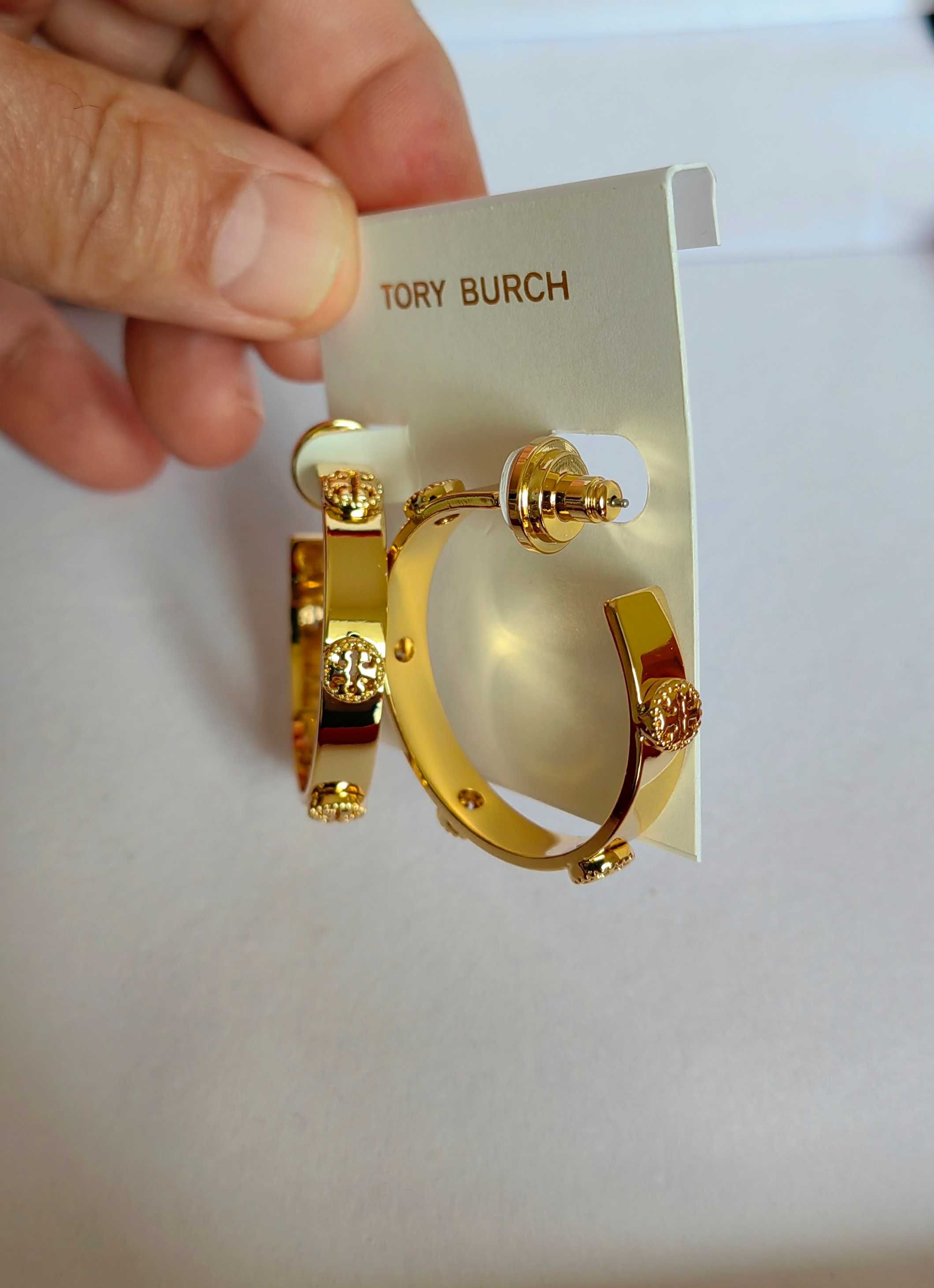 Обеци Tory Burch - Miller stud hoop earrings