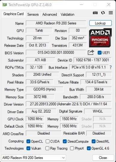 Placa video Gaming AMD R9 280 OC,3G DDR5 384 bit