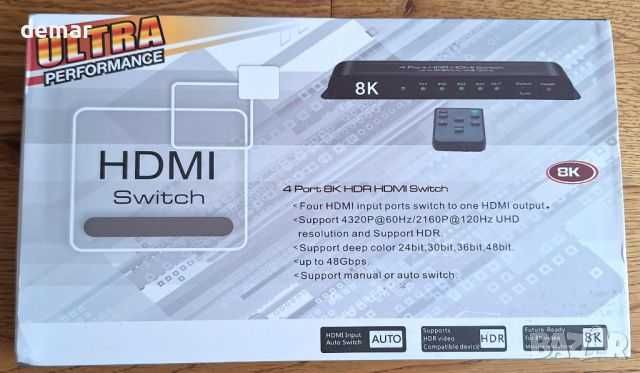 HDMI превключвател 4 порта 8K 60Hz HDMI превключвател 4 входа -1 изход