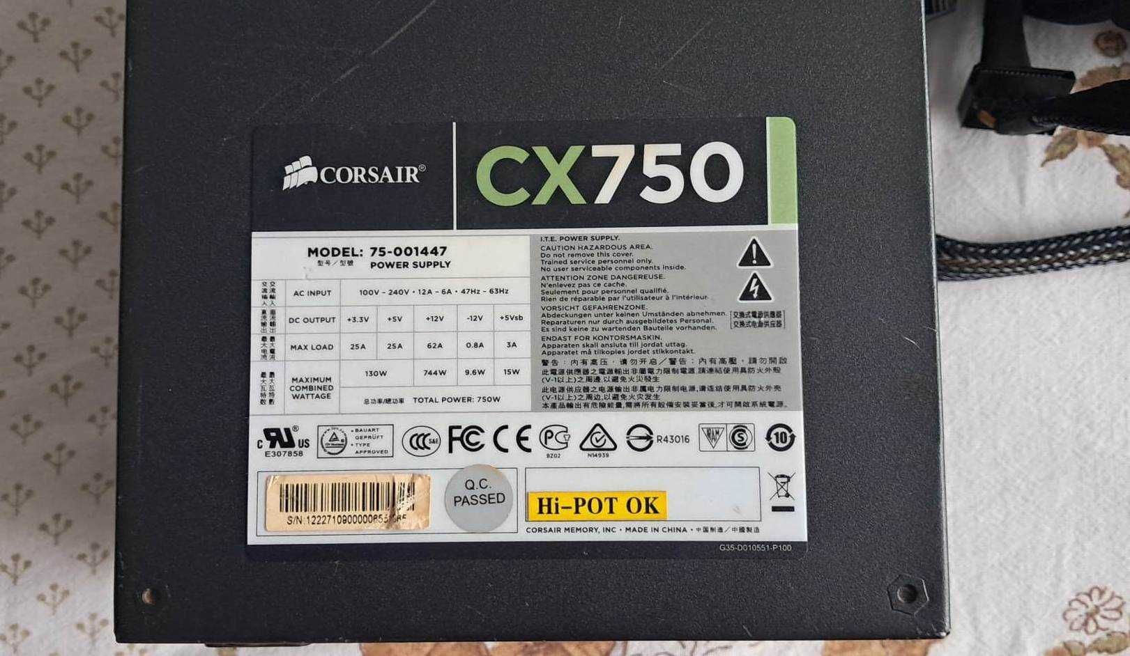 Sursa CORSAIR CX750, Power Supply, 750W