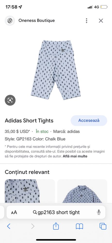 Pantaloni scurti de Finess Adidas Originals size XS dar merg si la S