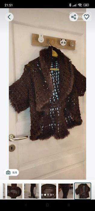 Bolero maro, forma circulară, cu blăniță, model unic, maneci trei sf