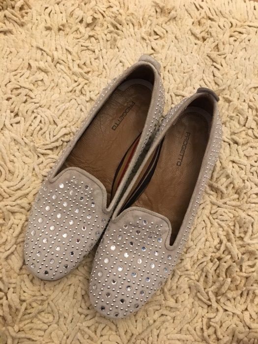 Pantofi argintii piele intoarsa, mar. 35