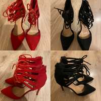 Елегатни обувки черен и червен цвят - 36 номер