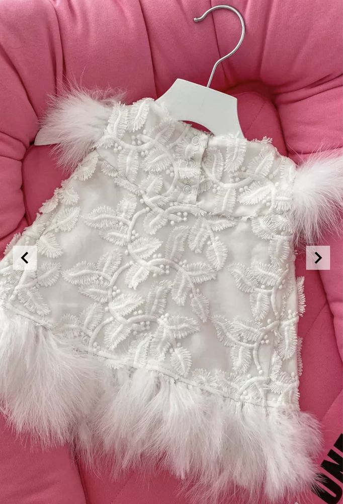 Alessa mini официална алеса бяла рокля бебе 3-6м с пера