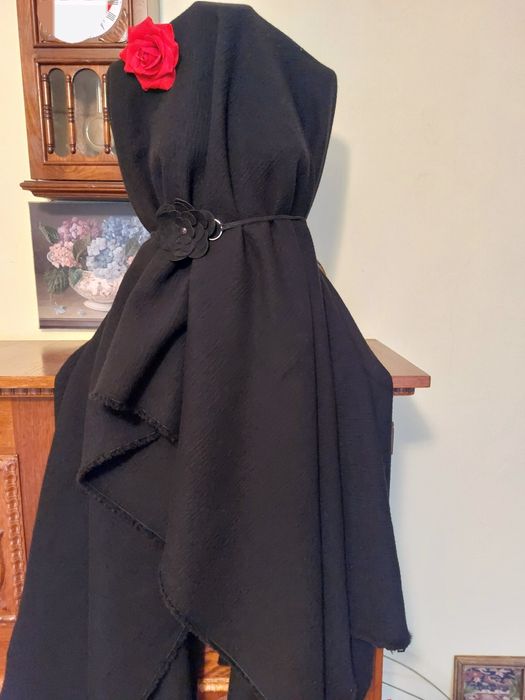 Cupon stofa negru intens  100% lana de inalta calitate