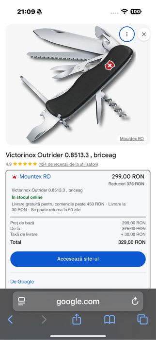 Briceag multifunctional Victorinox nou, in cutie