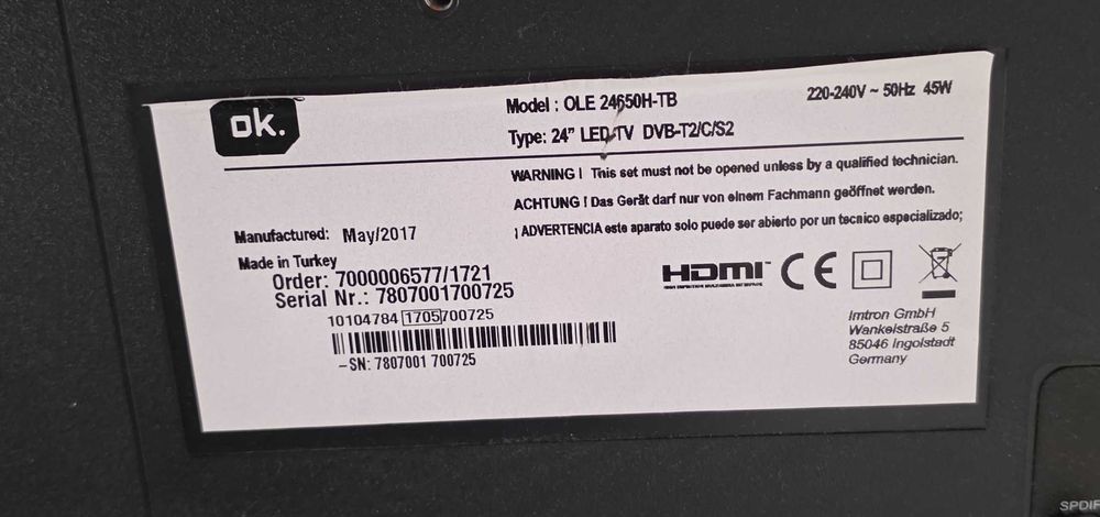 Televizor OK OLE 24650H - 24 inch/61 cm - impecabil