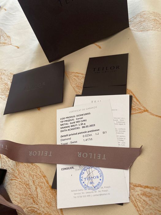 Cercei Teilor topaz swiss blue și diamante
