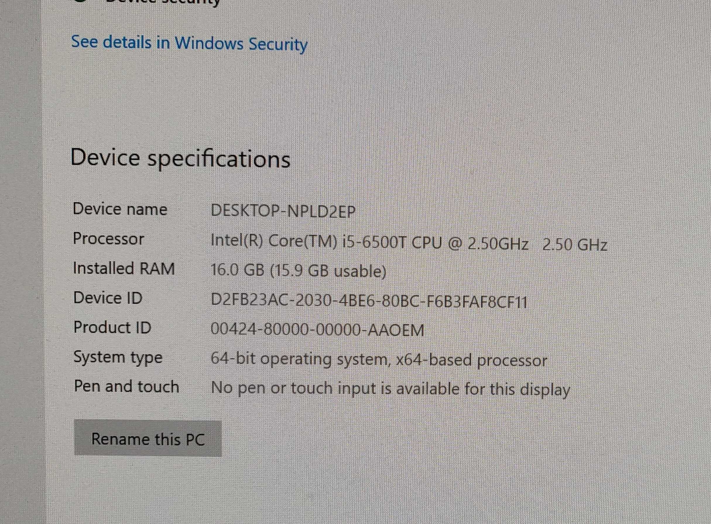 Lenovo M900 Tiny i5 16GB 250SSD