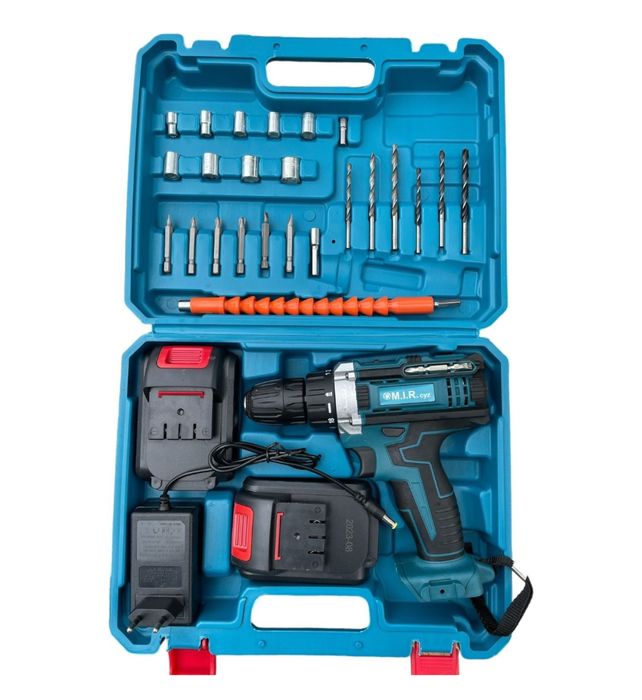 Шуруповёрт - дрель с 2 аккумуляторами и набором бит