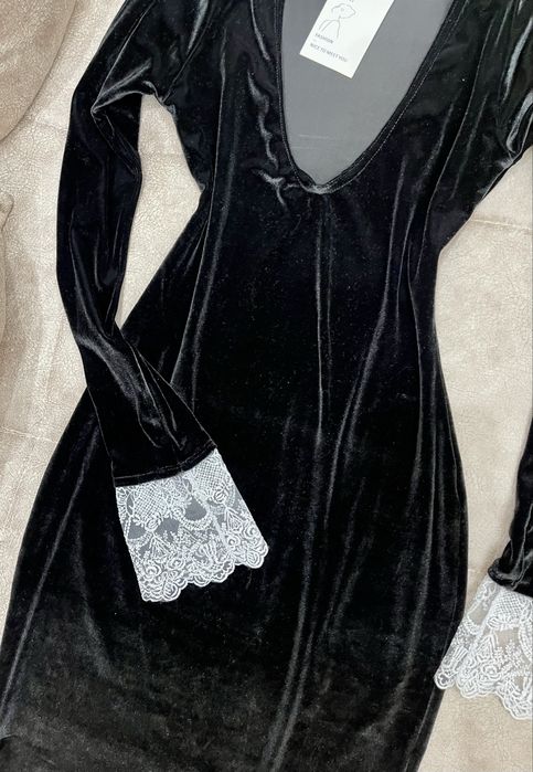 Черное платье бархат