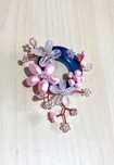 Brosa handmade agat perle de cultura, cuart roz