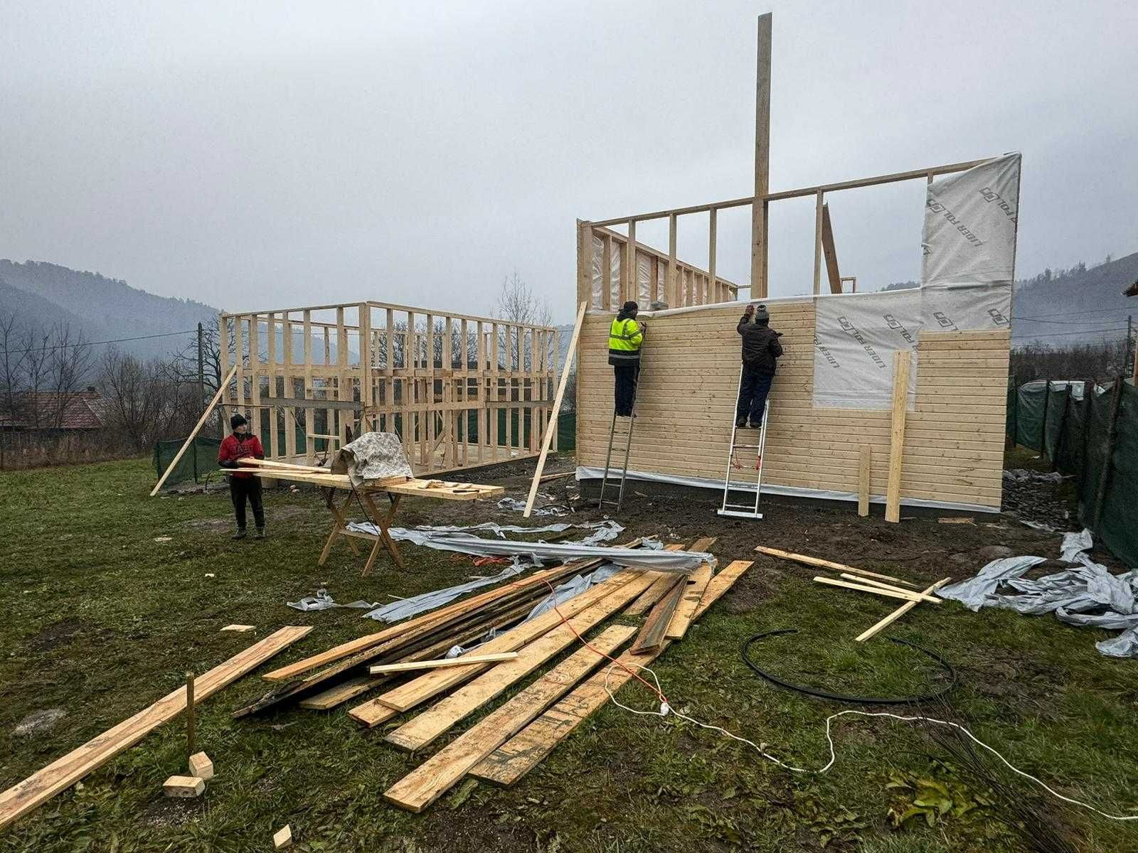 Cabana stil A-Frame, casa, terase si foisoare din structura de lemn