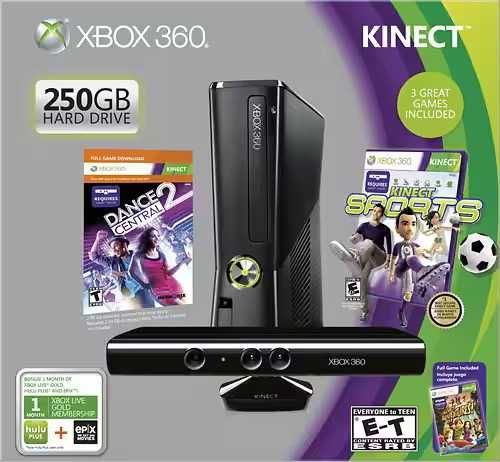Xbox 360 Slim 250GB HDD Senzor Kinect  90 Jocuri Instalate