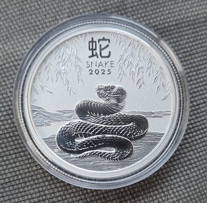 Сребърна монета, австралийски лунар, Змия, 1/2 унция, 2025 г.