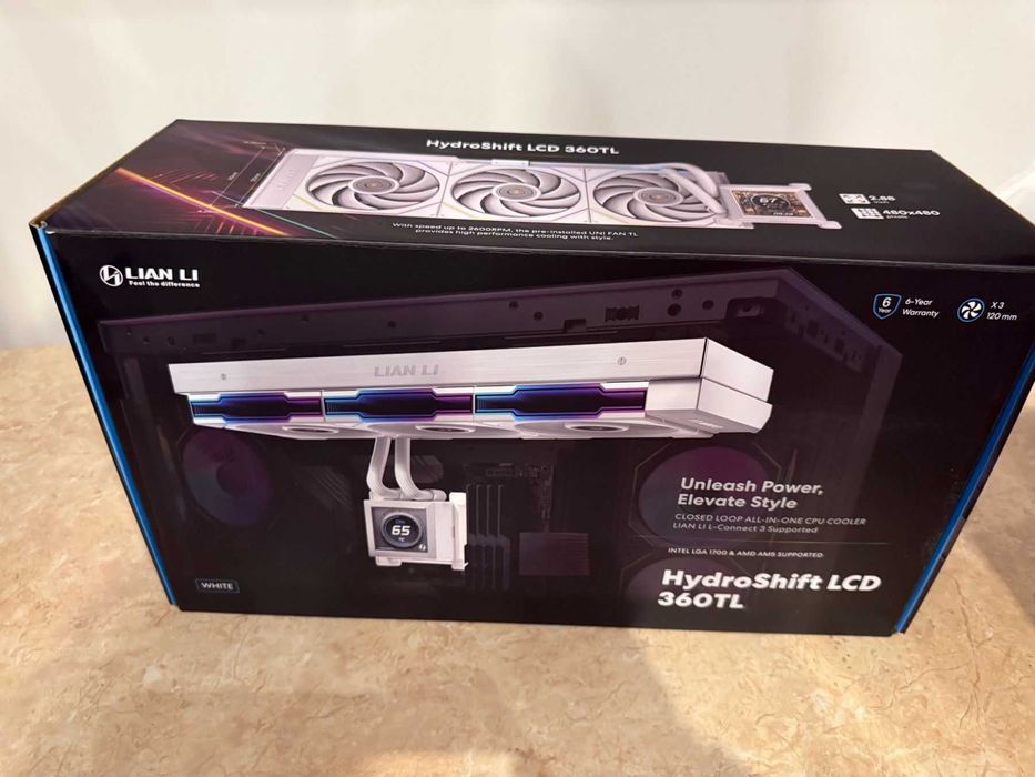 Охладител за процесор Lian Li HydroShift LCD 360 Fanless RGB - Бял