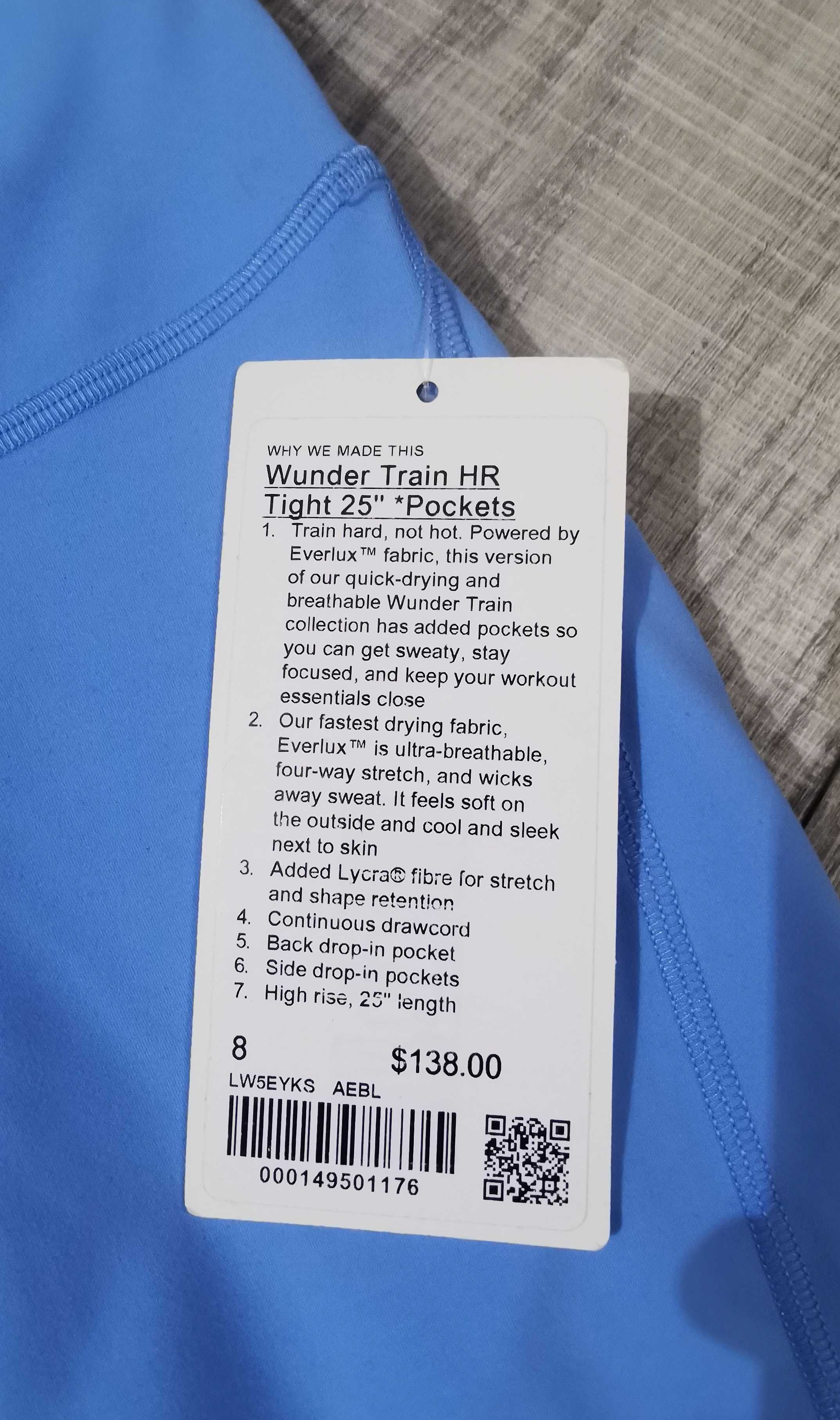 Colanti Lululemon Wunder Train HR Tight 25” Pockets size 8 noi