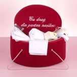 Set Complet Trusou Botez Cutie Catifea rosie Personalizata