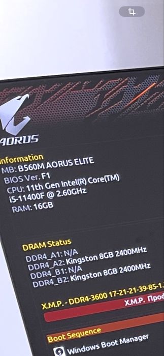 Intel core i5-11400F + AORUS B560M AORUS ELITE