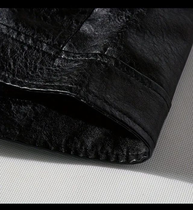 Яке черна изкуствена кожа с подплата 6XL голям размер