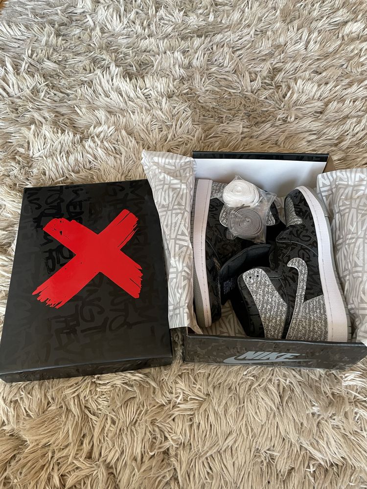 Air Jordan 1 High Rebellionare Black White Particle Grey Cement OG Pat