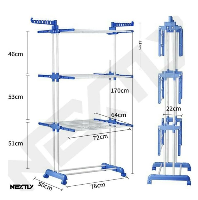 Uscator pentru rufe pliabil cu 3 nivele și 2 suporți pentru umerase