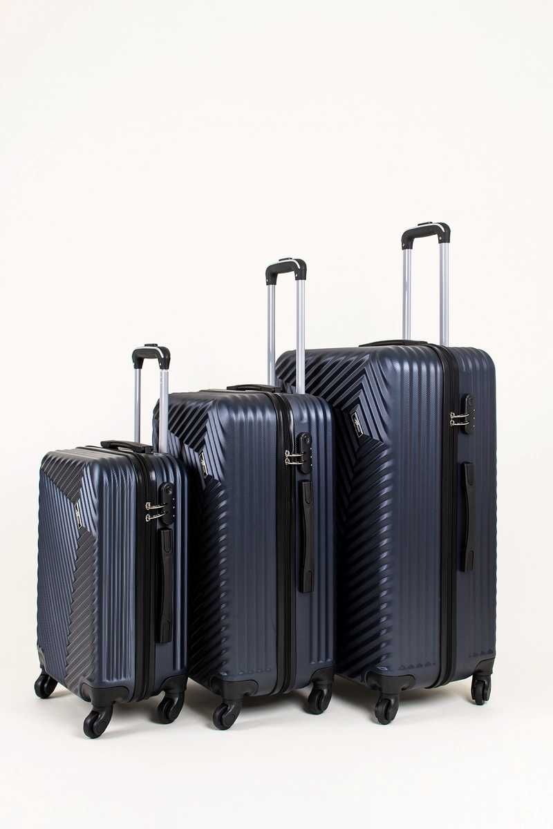 Set 3 Trolere Troler Valize Albastru  Pereti Rigizi Policarbonat